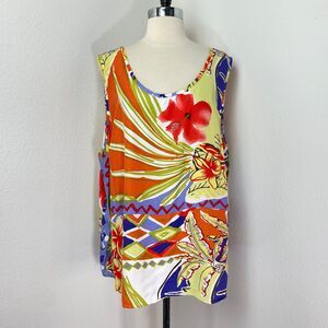 Vintage Melrose  Womens Colorful Tunic Tank Top Rayon Size 24 Boho Resort Travel